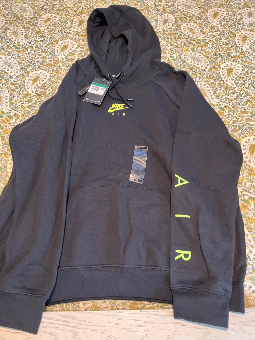 Nike Black Hoodie with Neon Yellow Air Accents